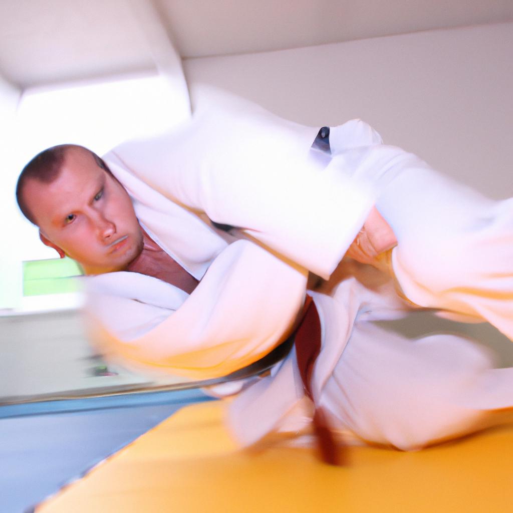 Person executing a judo throw